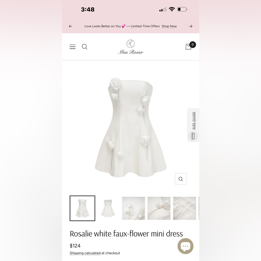 Rosalie White Faux-Flower Mini Dress